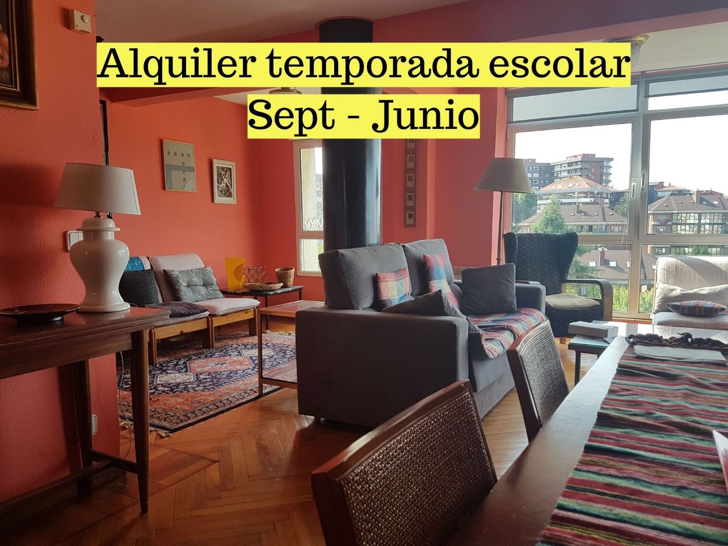 Sala d'estar de Pis de lloguer en Santander amb Calefacció, Parquet i Terrassa