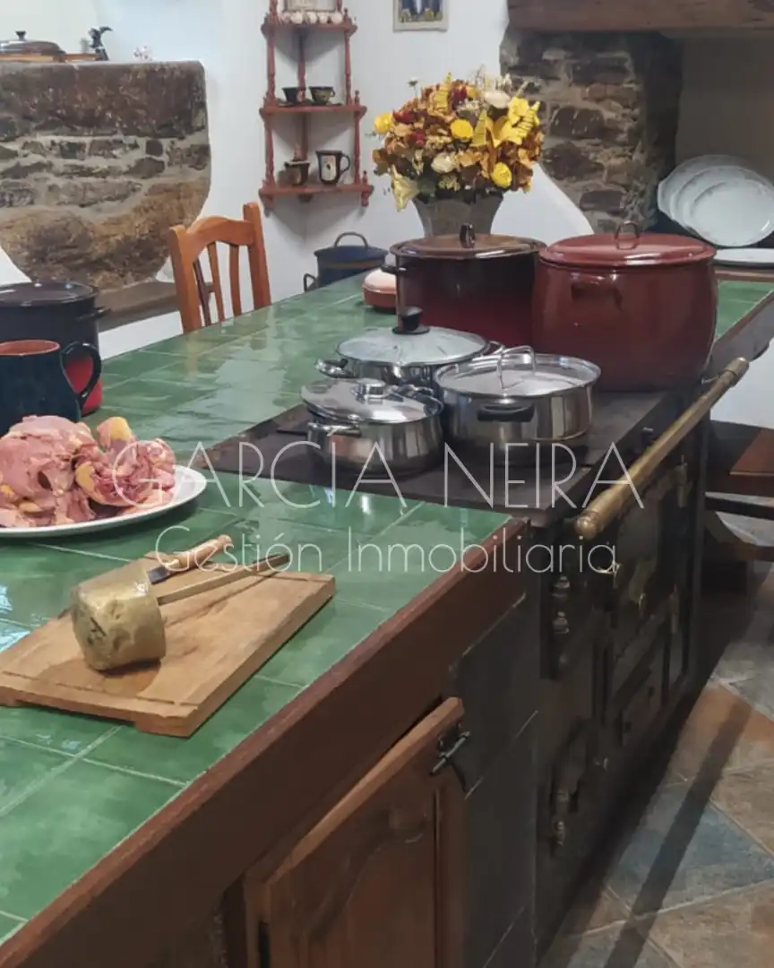 Cocina de Finca rústica en venta en Baralla con Jardín privado, Parquet y Amueblado