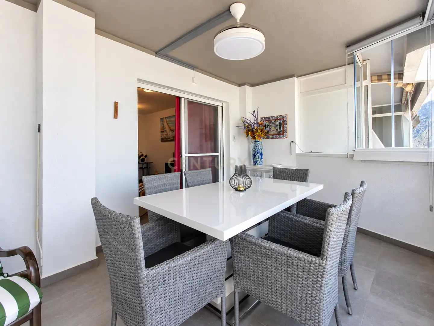 Terrasse von Wohnungen zur Miete in Calpe / Calp mit Klimaanlage, Abstellraum und Ofen