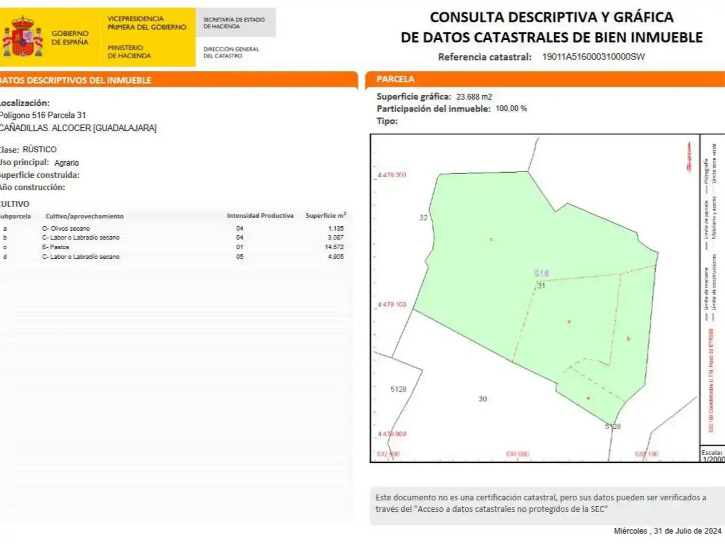 Terreno en venta en Alcocer