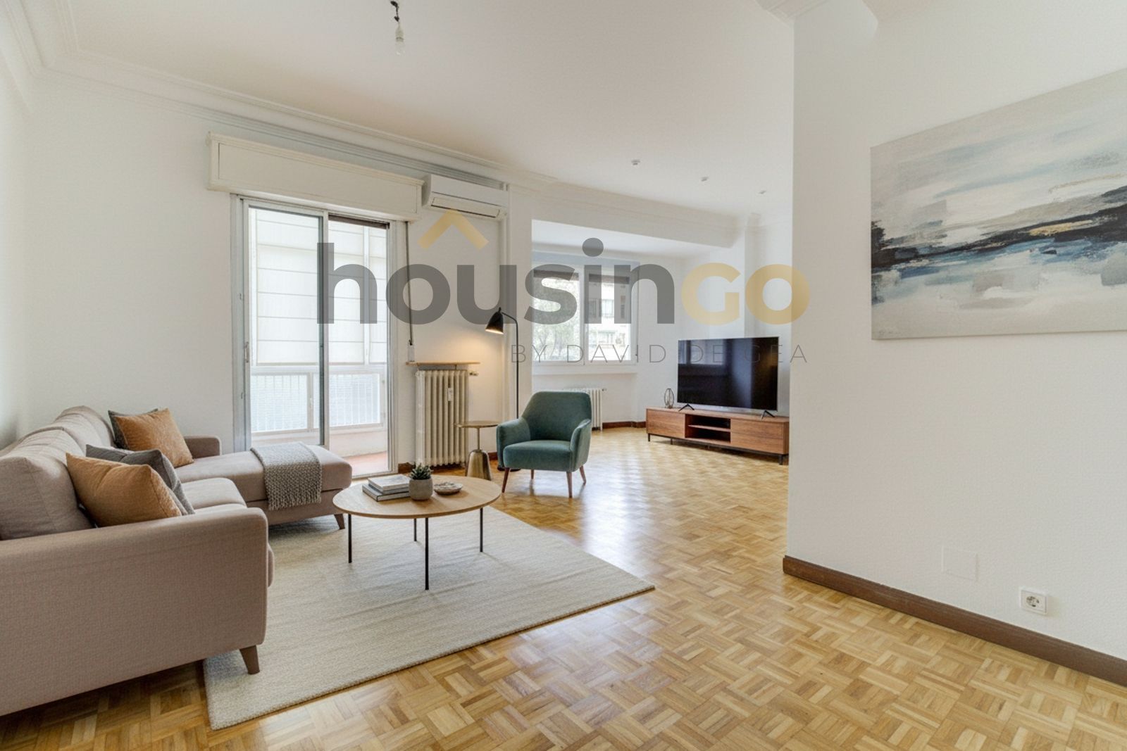 Sala d'estar de Pis de lloguer en  Madrid Capital amb Aire condicionat, Calefacció i Terrassa