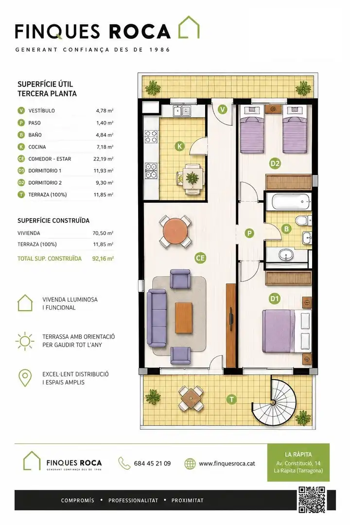 Dachboden zum Verkauf in La Ràpita mit Klimaanlage, Terrasse und Gemeinschaftspool