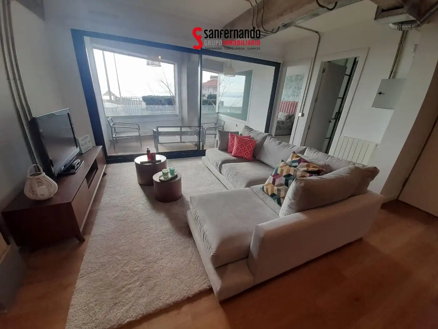 Sala d'estar de Pis de lloguer en Santander amb Calefacció, Terrassa i Moblat