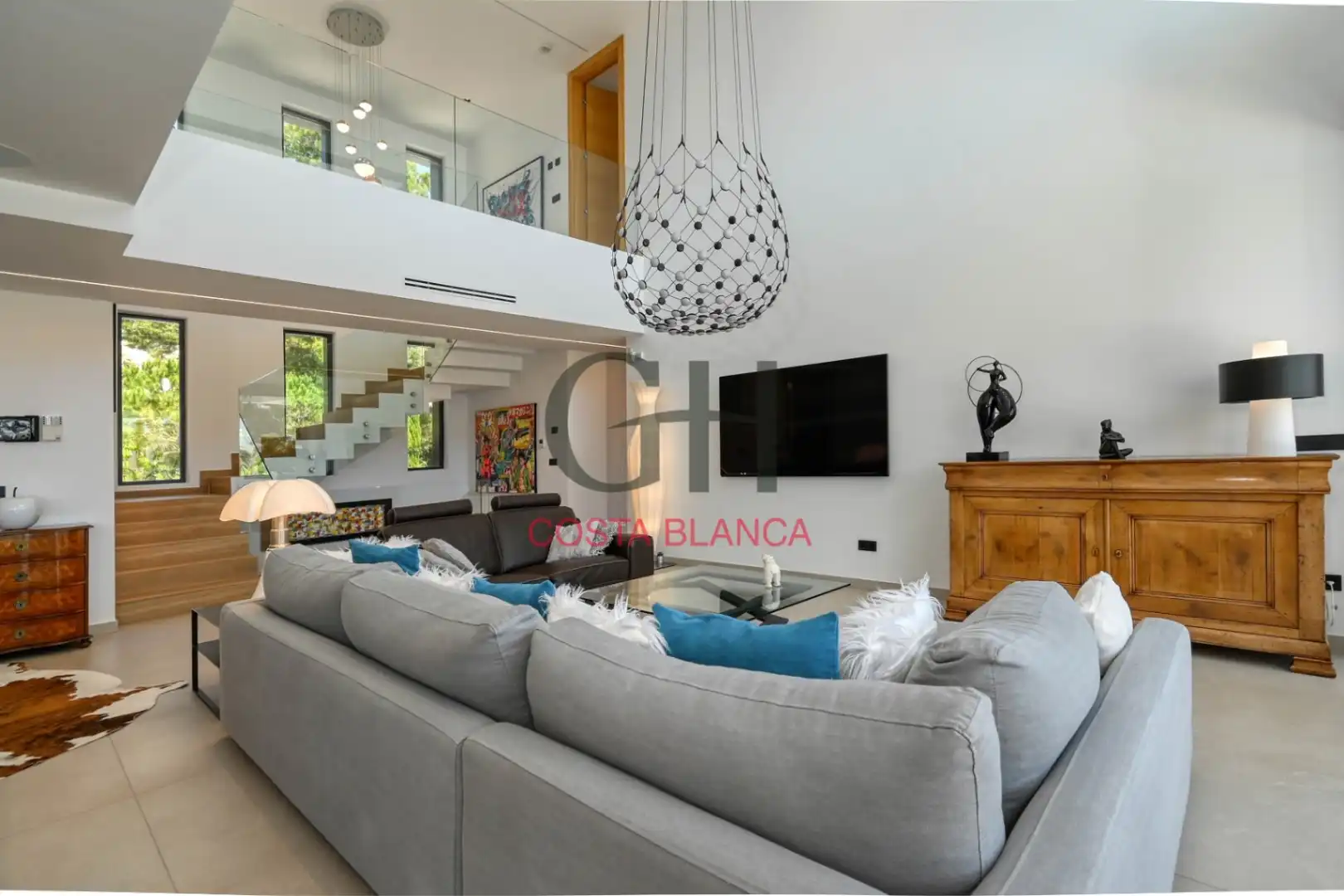 Wohnzimmer von Haus oder Chalet zum Verkauf in Moraira mit Klimaanlage, Heizung und Privatgarten
