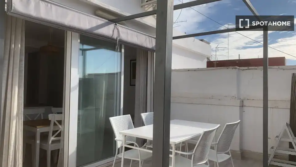 Terrace of Flat for rent in Valencia  with Air Conditioner, Heating and Furnished