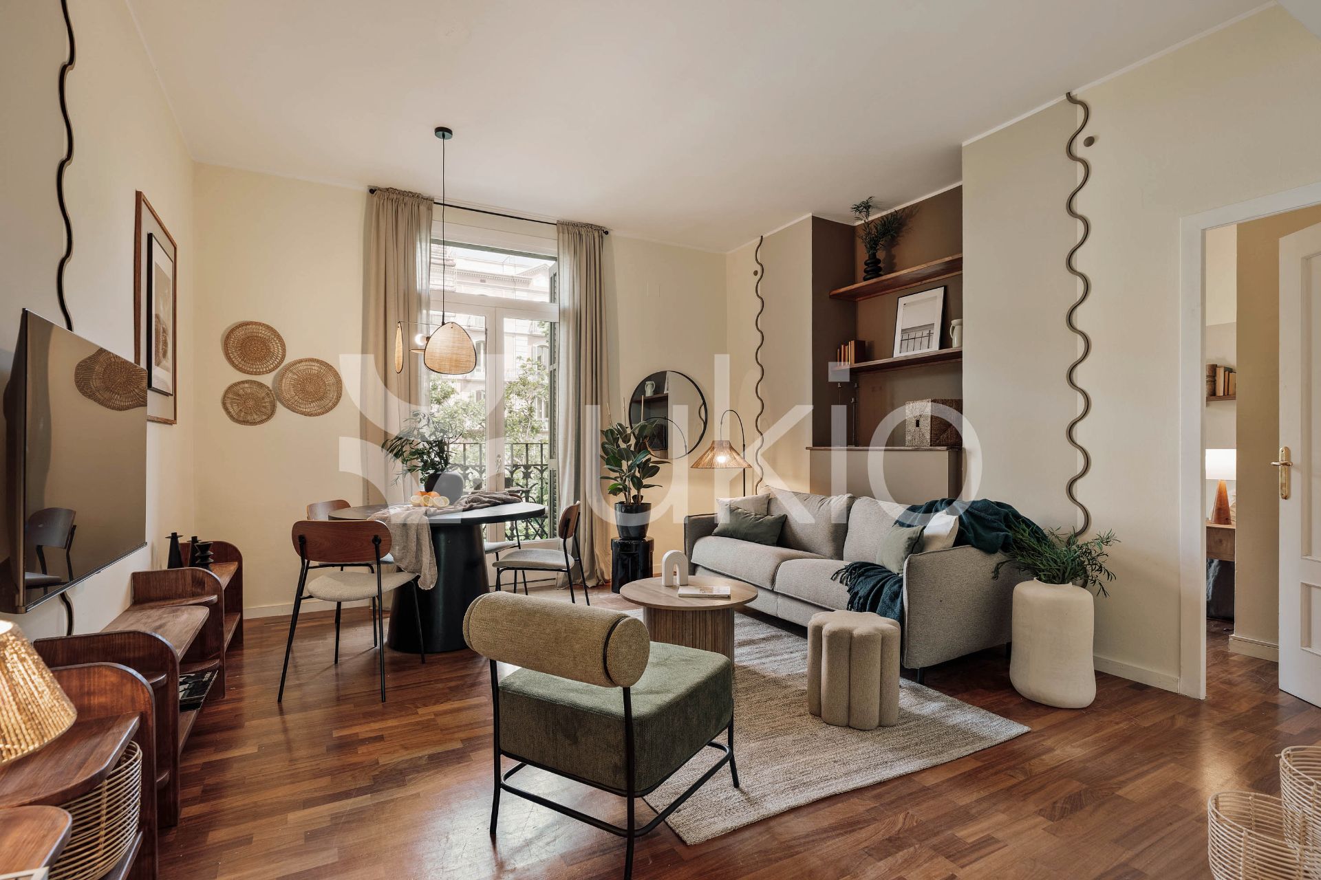 Sala d'estar de Apartament de lloguer en  Barcelona Capital amb Aire condicionat, Calefacció i Moblat