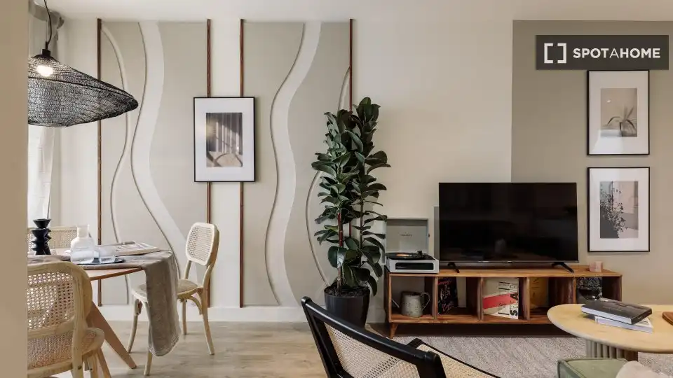 Sala de estar de Piso de alquiler en Barcelona con Aire acondicionado, Calefacción y Amueblado
