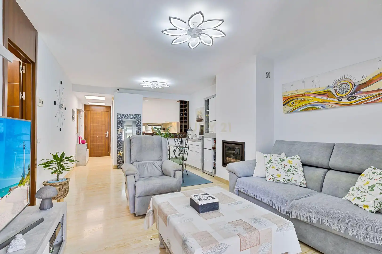 Sala de estar de Apartamento en venta en Mijas con Aire acondicionado, Jardín privado y Trastero