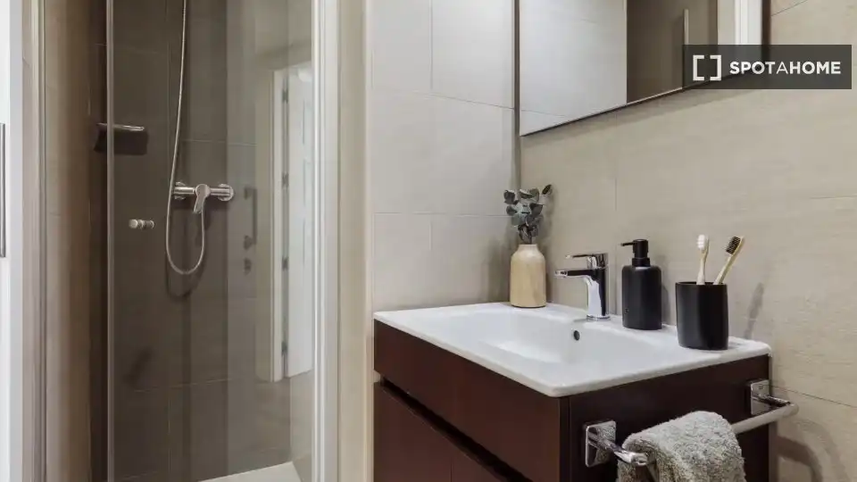 Bany de Apartament per a compartir en Barcelona amb Aire condicionat, Terrassa i Moblat