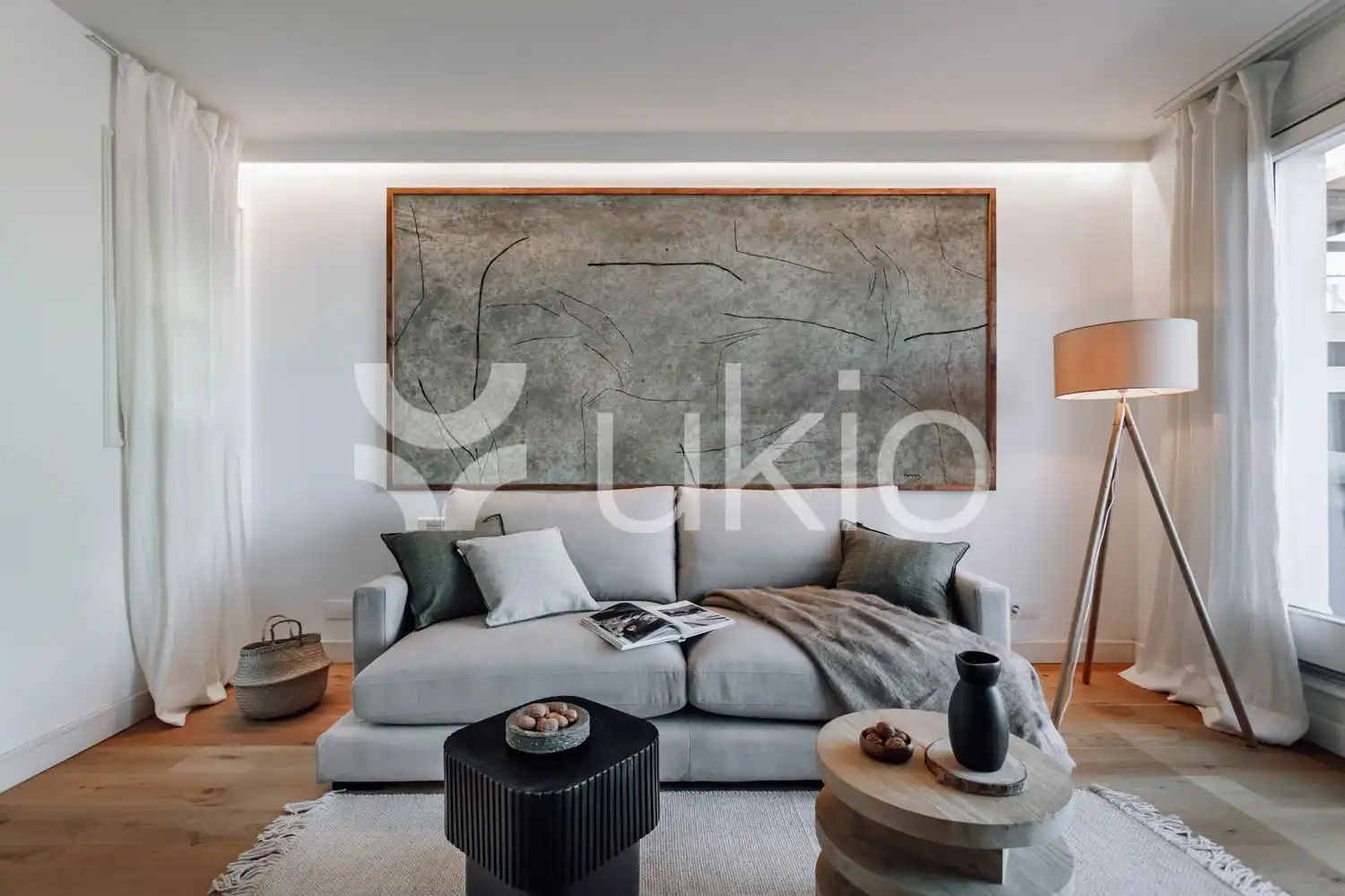 Sala de estar de Apartamento de alquiler en Barcelona con Aire acondicionado, Calefacción y Terraza