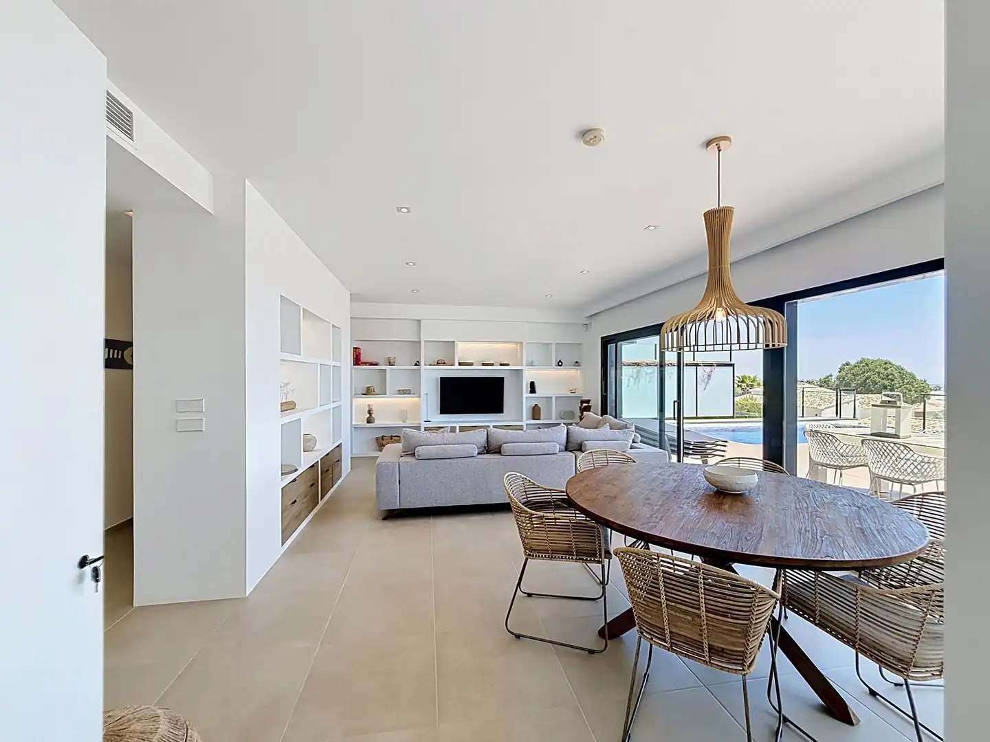 Sala de estar de Casa o chalet en venta en Benitachell / El Poble Nou de Benitatxell con Aire acondicionado, Calefacción y Jardín privado