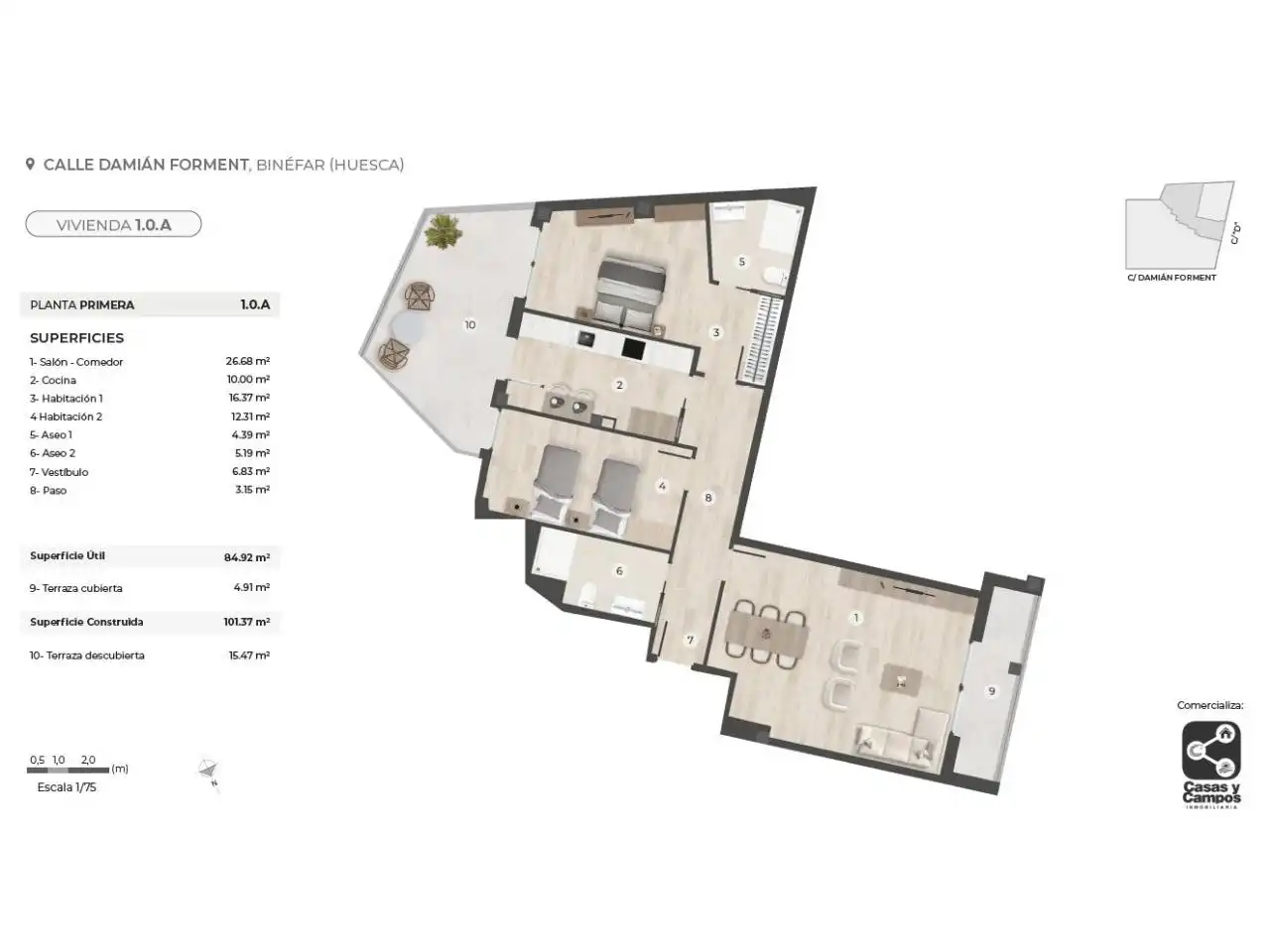 Piso en venta en Binéfar con Calefacción y Balcón