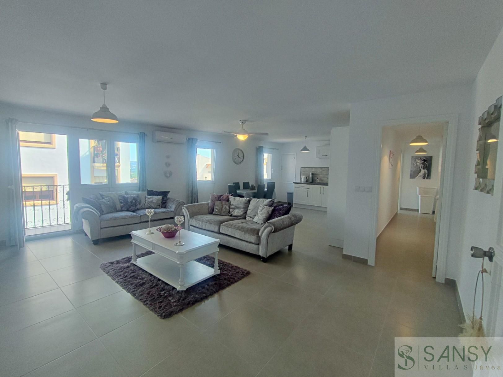 Sala d'estar de Apartament en venda en Jávea / Xàbia amb Aire condicionat, Terrassa i Moblat