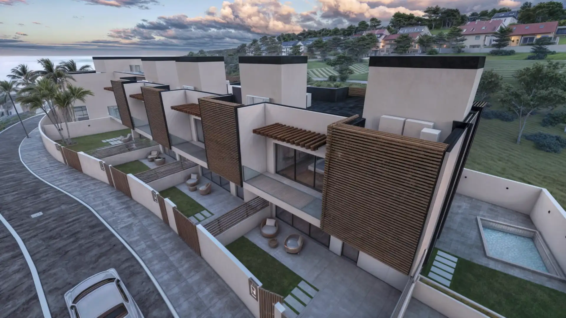 Vista exterior de Casa adosada en venta en Estepona con Aire acondicionado, Jardín privado y Terraza
