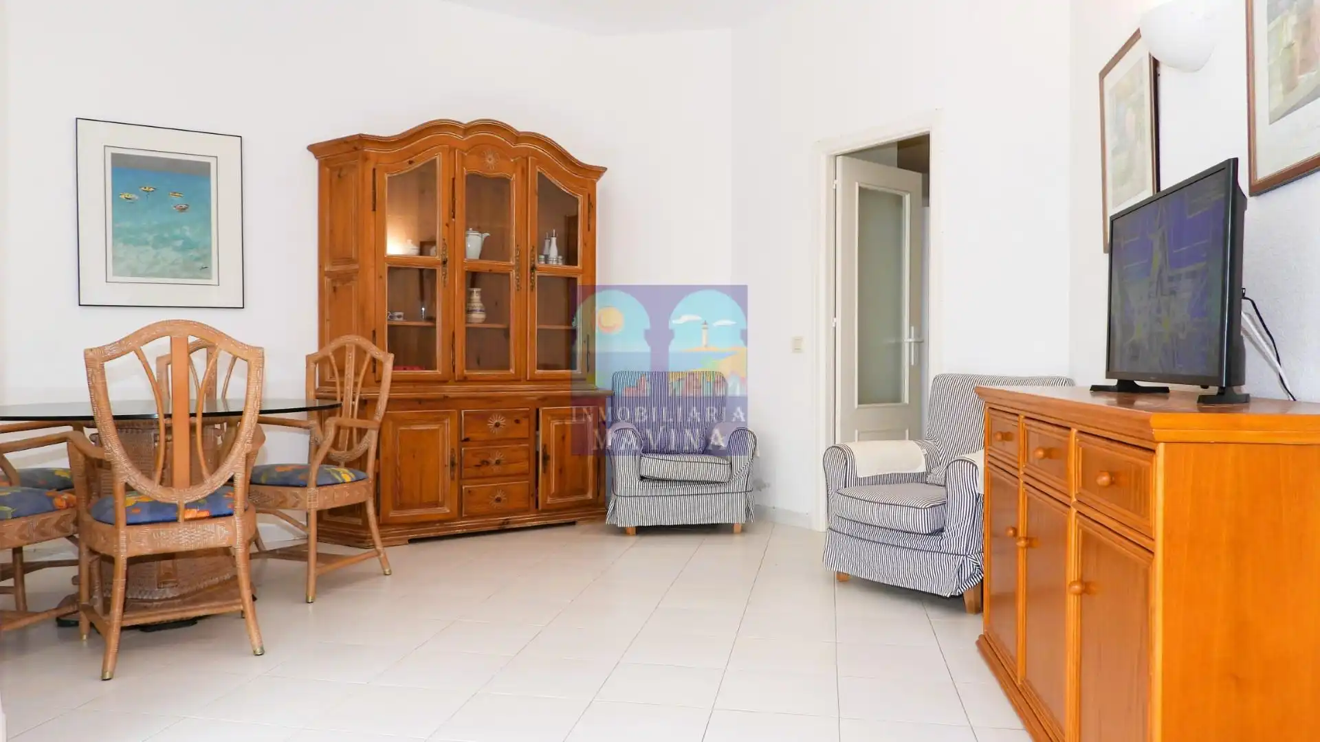 Wohnzimmer von Einfamilien-Reihenhaus zum Verkauf in La Manga del Mar Menor mit Heizung, Privatgarten und Terrasse