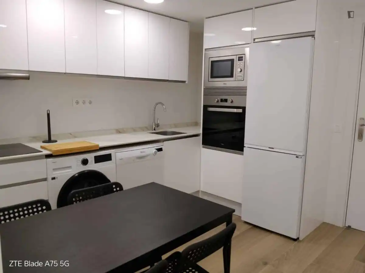 Cuina de Estudi de lloguer en Madrid amb Aire condicionat, Calefacció i Moblat