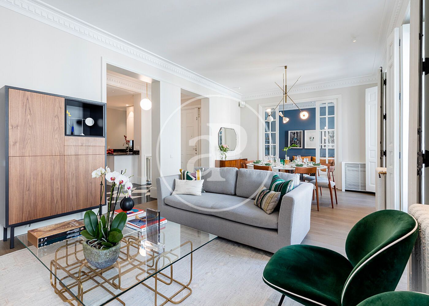 Sala d'estar de Pis de lloguer en  Madrid Capital amb Aire condicionat, Calefacció i Moblat