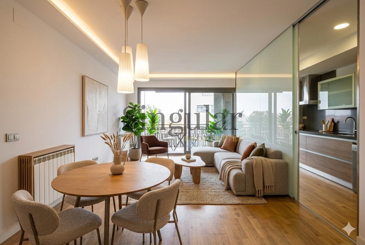 Living room of Flat for sale in Sant Cugat del Vallès  with Heating, Parquet flooring and Terrace
