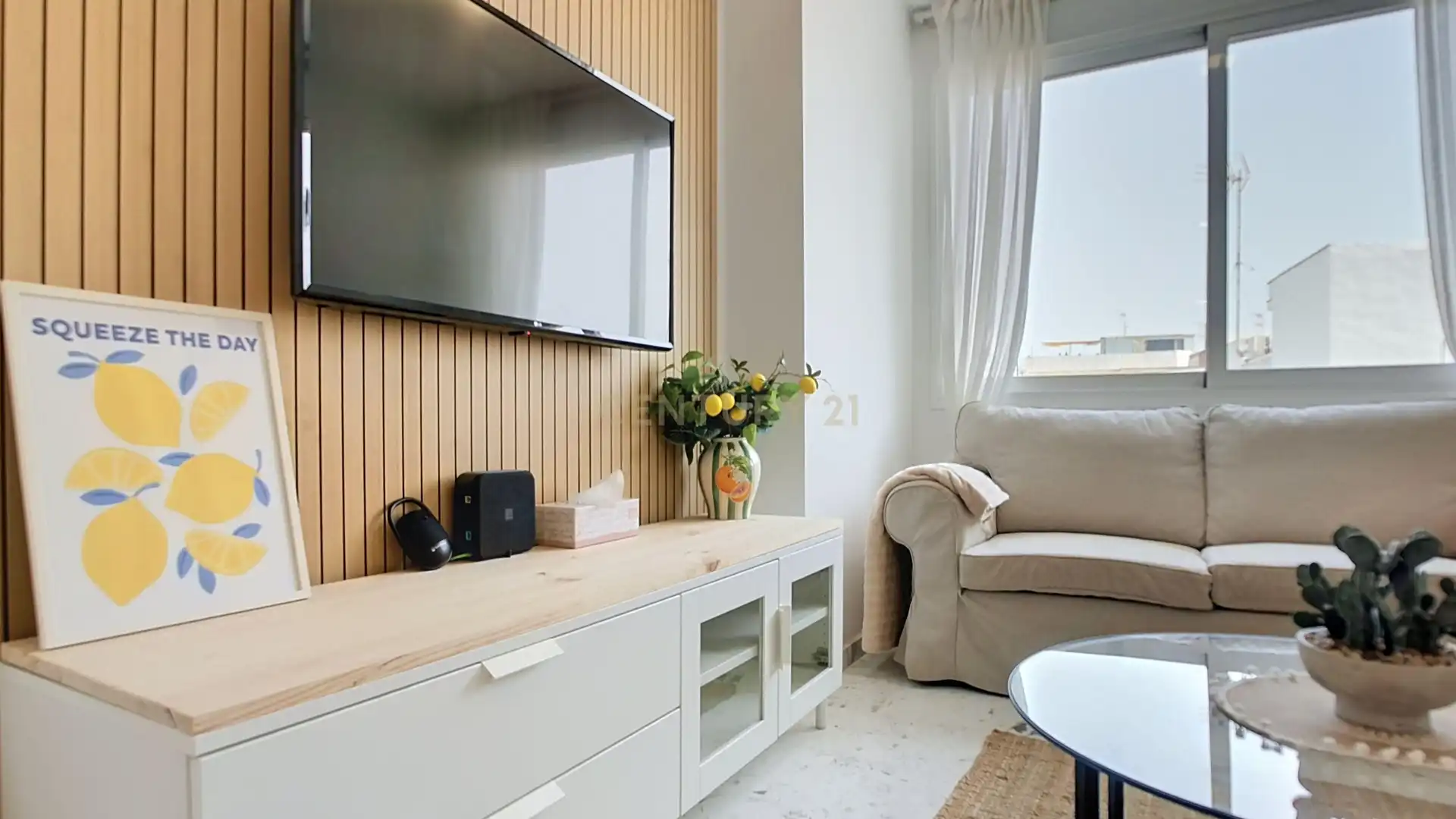 Wohnzimmer von Wohnungen zur Miete in Mijas mit Klimaanlage, Ofen und Waschmaschine