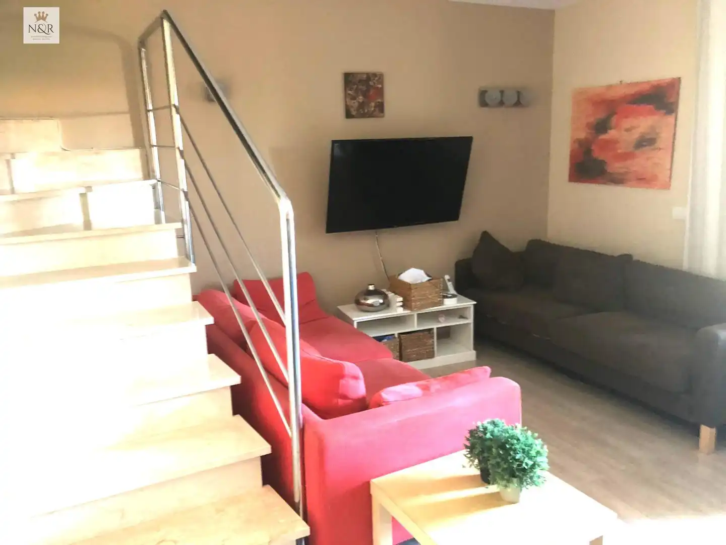 Sala d'estar de Casa adosada de lloguer en Alcúdia amb Aire condicionat, Jardí privat i Terrassa