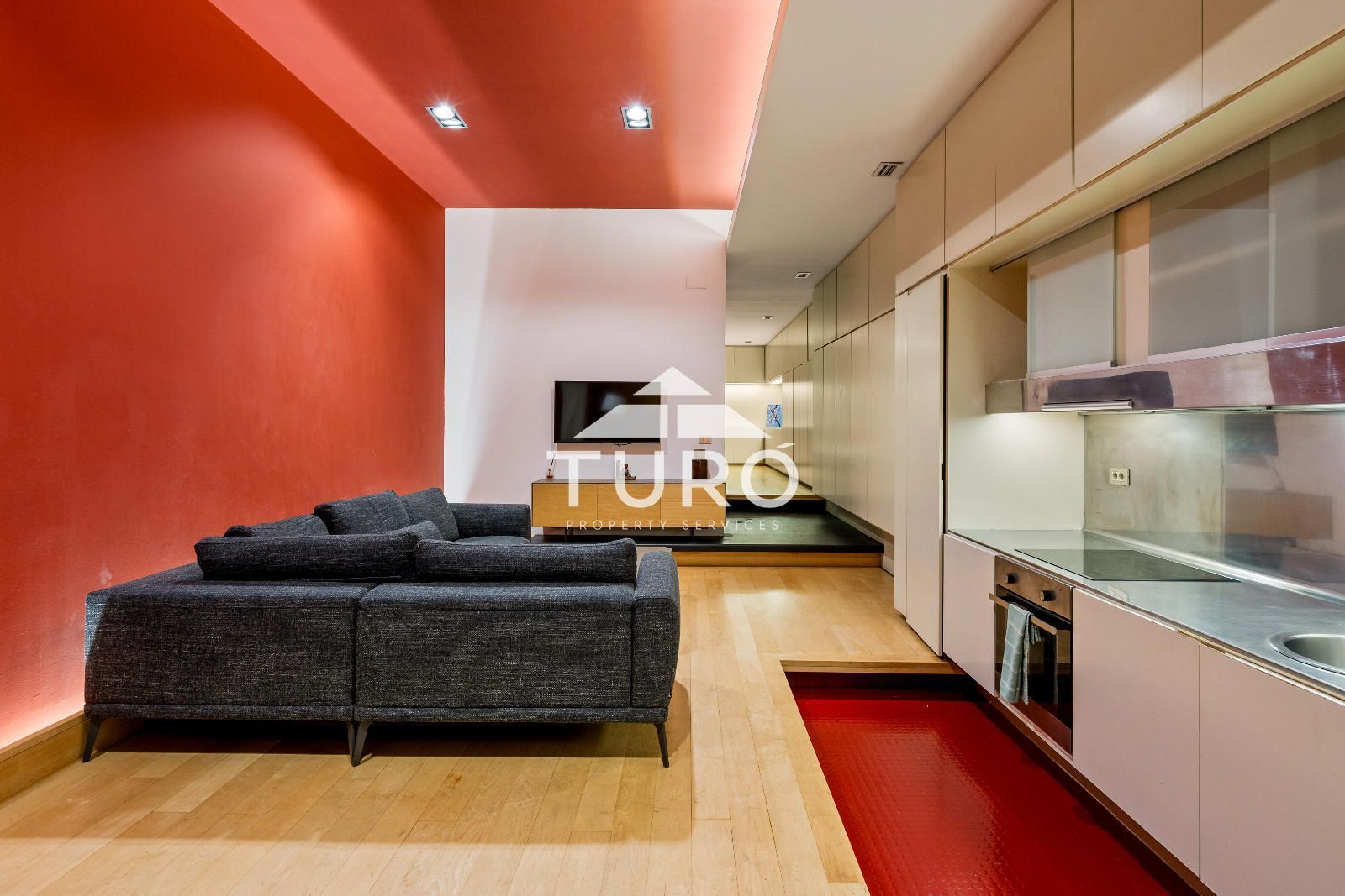 Sala d'estar de Àtic de lloguer en  Barcelona Capital amb Aire condicionat, Calefacció i Moblat