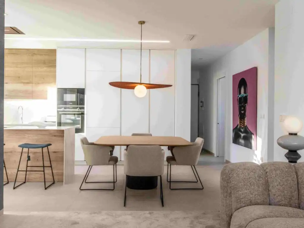 Menjador de Apartament en venda en Finestrat amb Jardí privat i Piscina