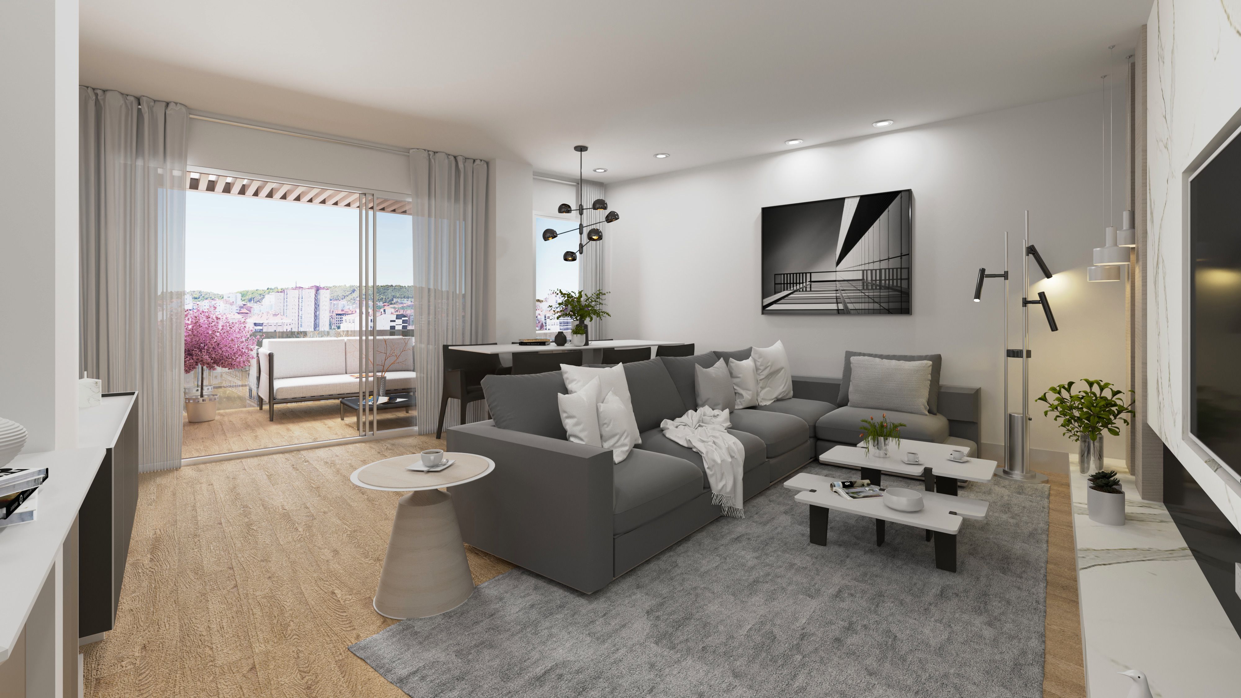 Living room of Flat for sale in Burgos Capital  with Heating, Parquet flooring and Terrace