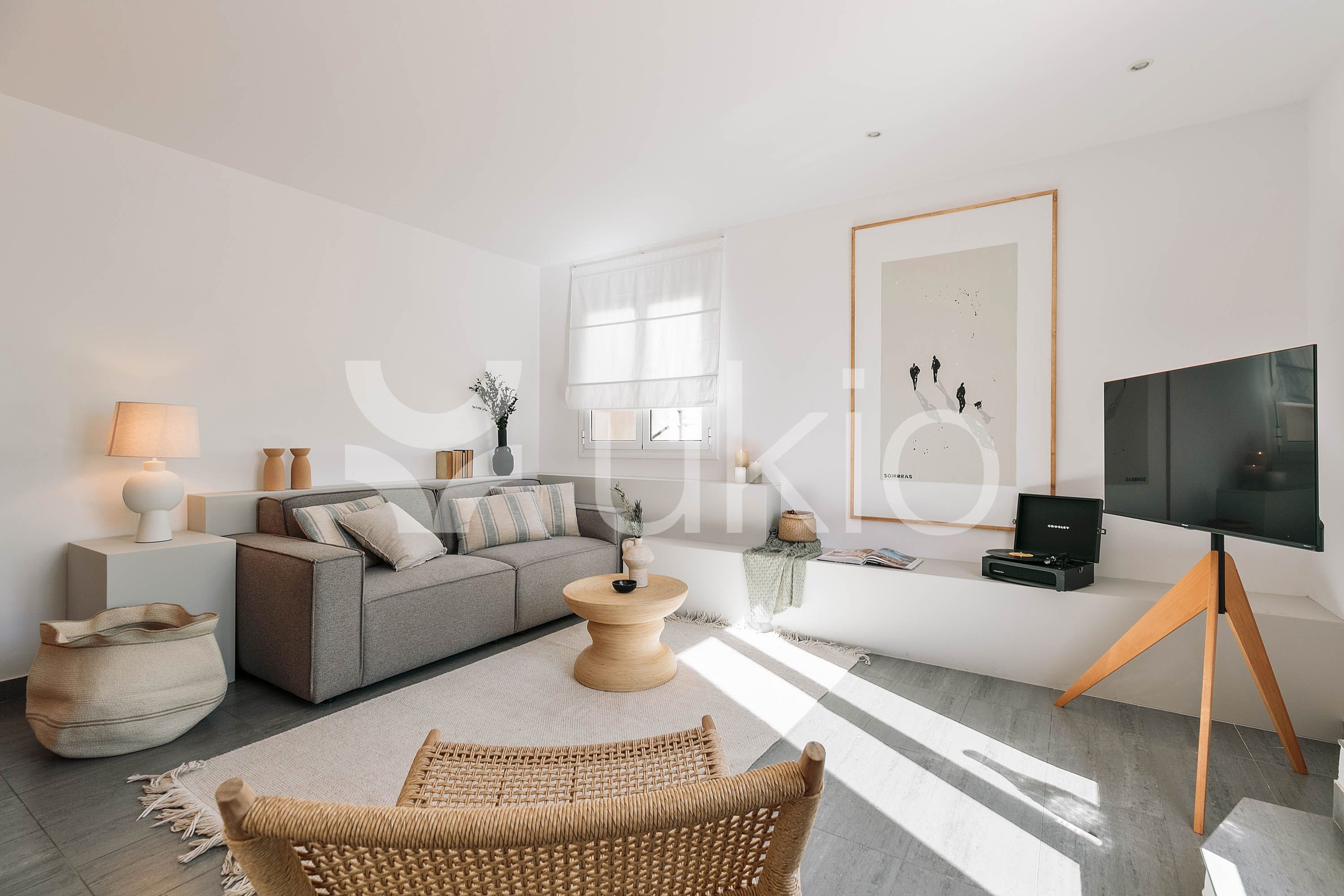 Sala d'estar de Estudi de lloguer en  Barcelona Capital amb Aire condicionat, Calefacció i Terrassa