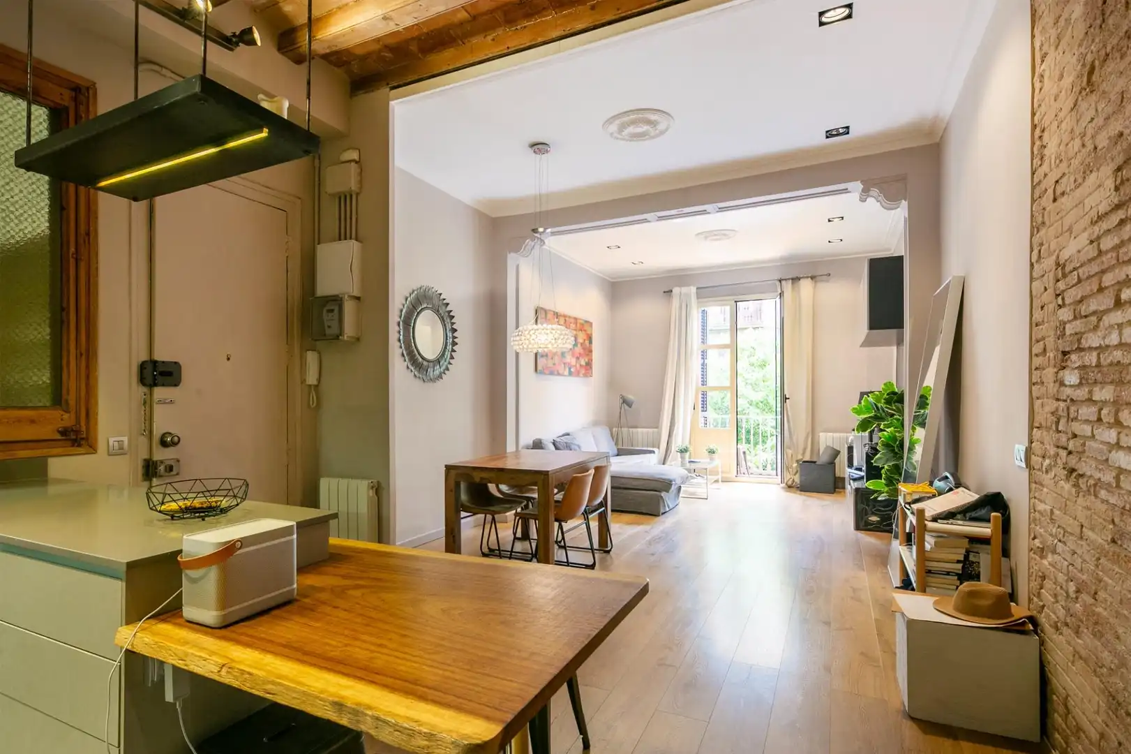 Sala de estar de Piso de alquiler en Barcelona con Calefacción, Parquet y Amueblado