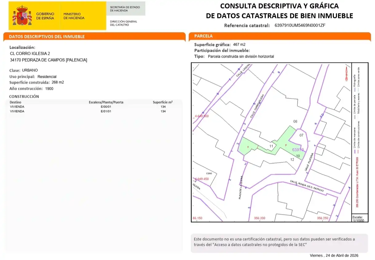 Vista exterior de Casa o xalet en venda en Pedraza de Campos amb Calefacció, Jardí privat i Traster