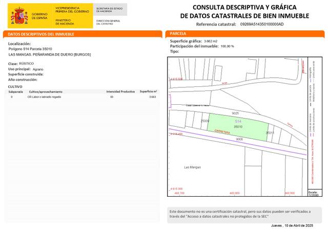 Terreno en Venta en Calle las Mangas, 8 en Peñaranda de Duero