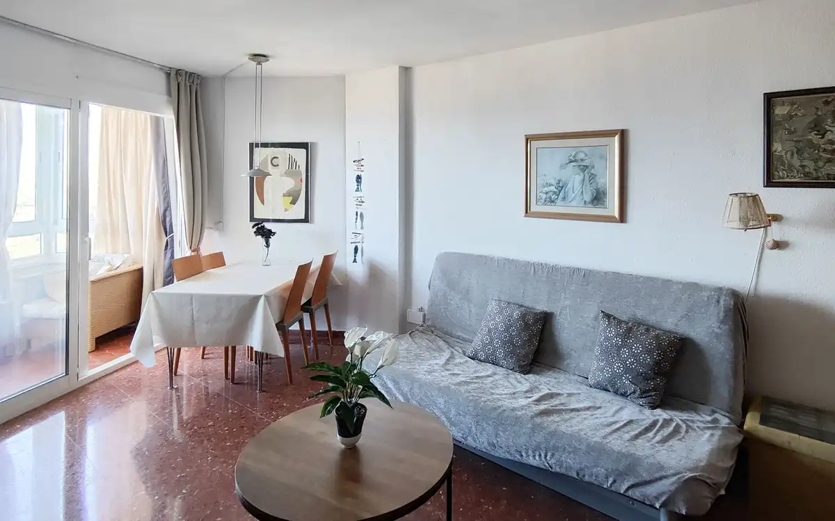 Sala de estar de Estudio en venta en Mijas con Terraza, Amueblado y Piscina comunitaria
