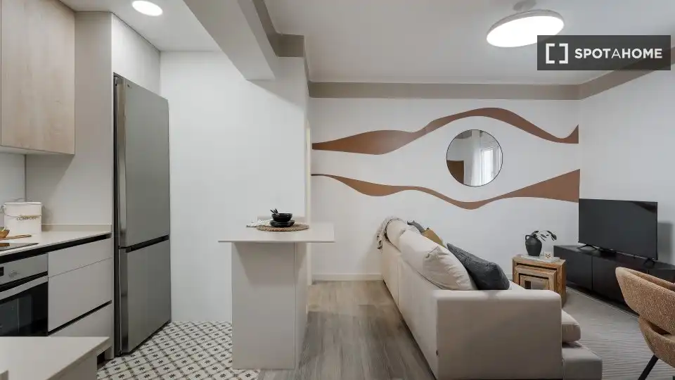 Sala d'estar de Apartament per a compartir en Madrid amb Aire condicionat, Terrassa i Moblat