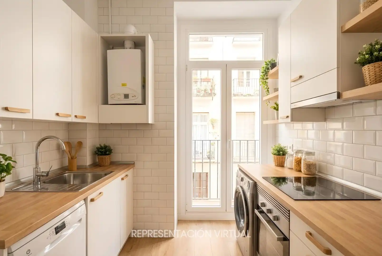Kitchen of Flat for sale in  Madrid Capital  with Air Conditioner, Heating and Furnished