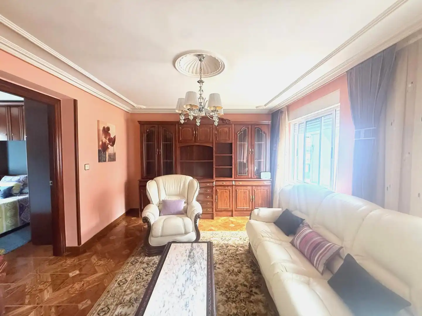 Living room of Flat for sale in Avilés  with Private garden, Parquet flooring and Furnished