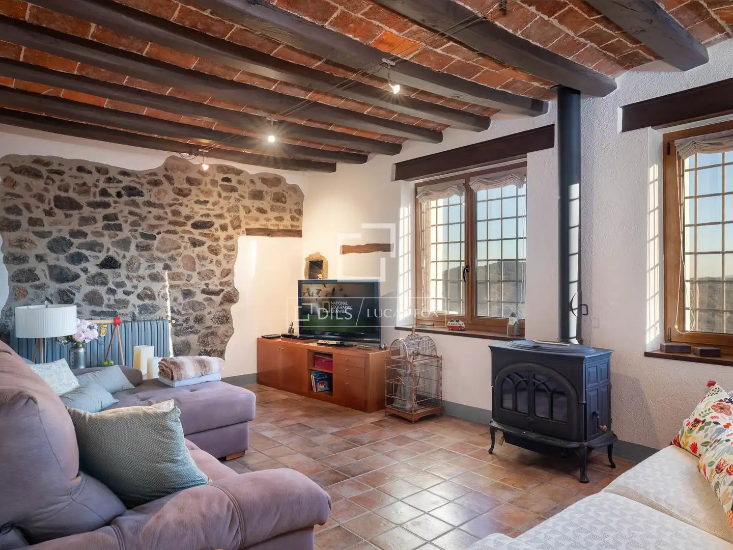 Sala de estar de Finca rústica en venta en Arbúcies con Aire acondicionado, Calefacción y Jardín privado