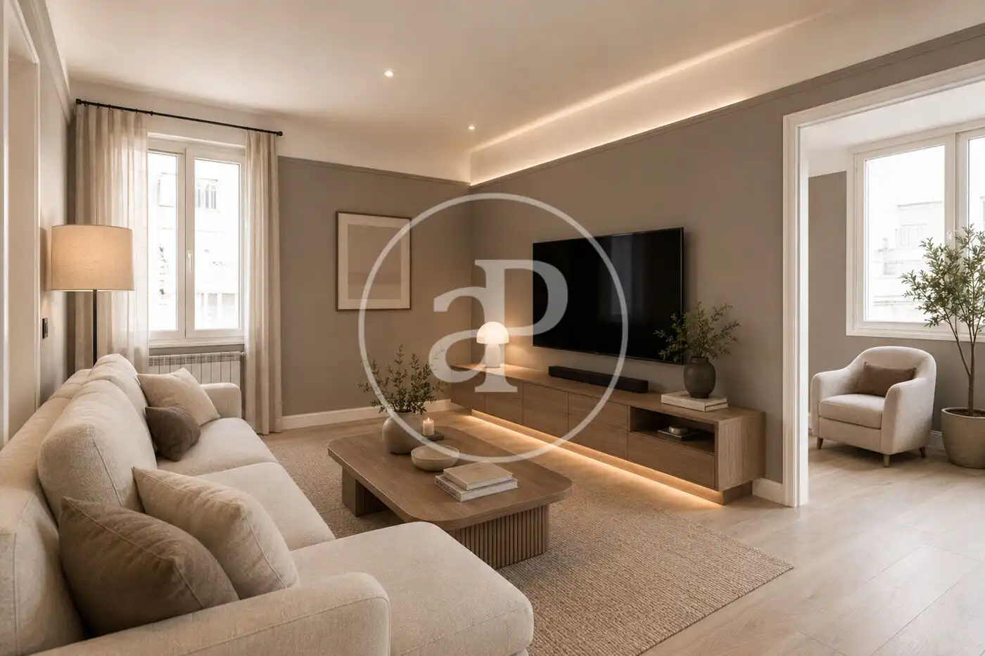 Wohnzimmer von Wohnung zum Verkauf in Barcelona mit Klimaanlage und Heizung