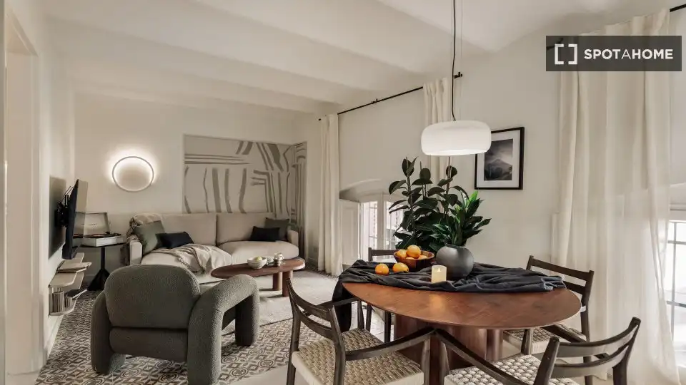 Wohnzimmer von Wohnung zur Miete in Barcelona mit Klimaanlage, Heizung und Möbliert