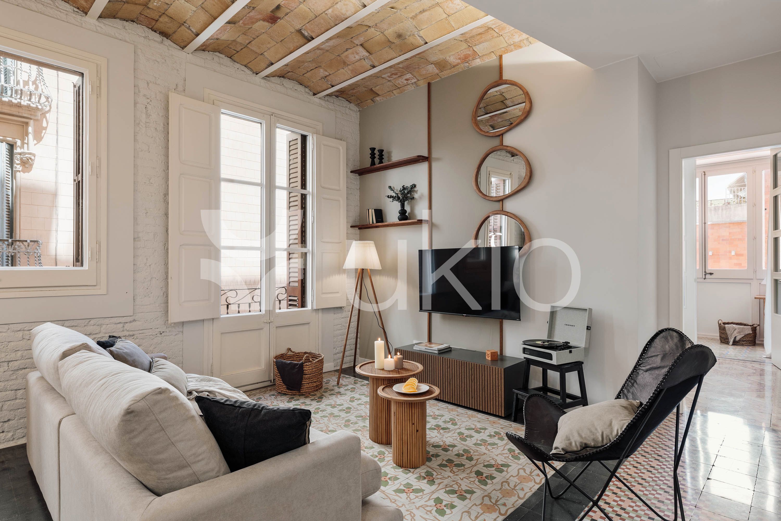 Sala d'estar de Apartament de lloguer en  Barcelona Capital amb Aire condicionat, Calefacció i Moblat