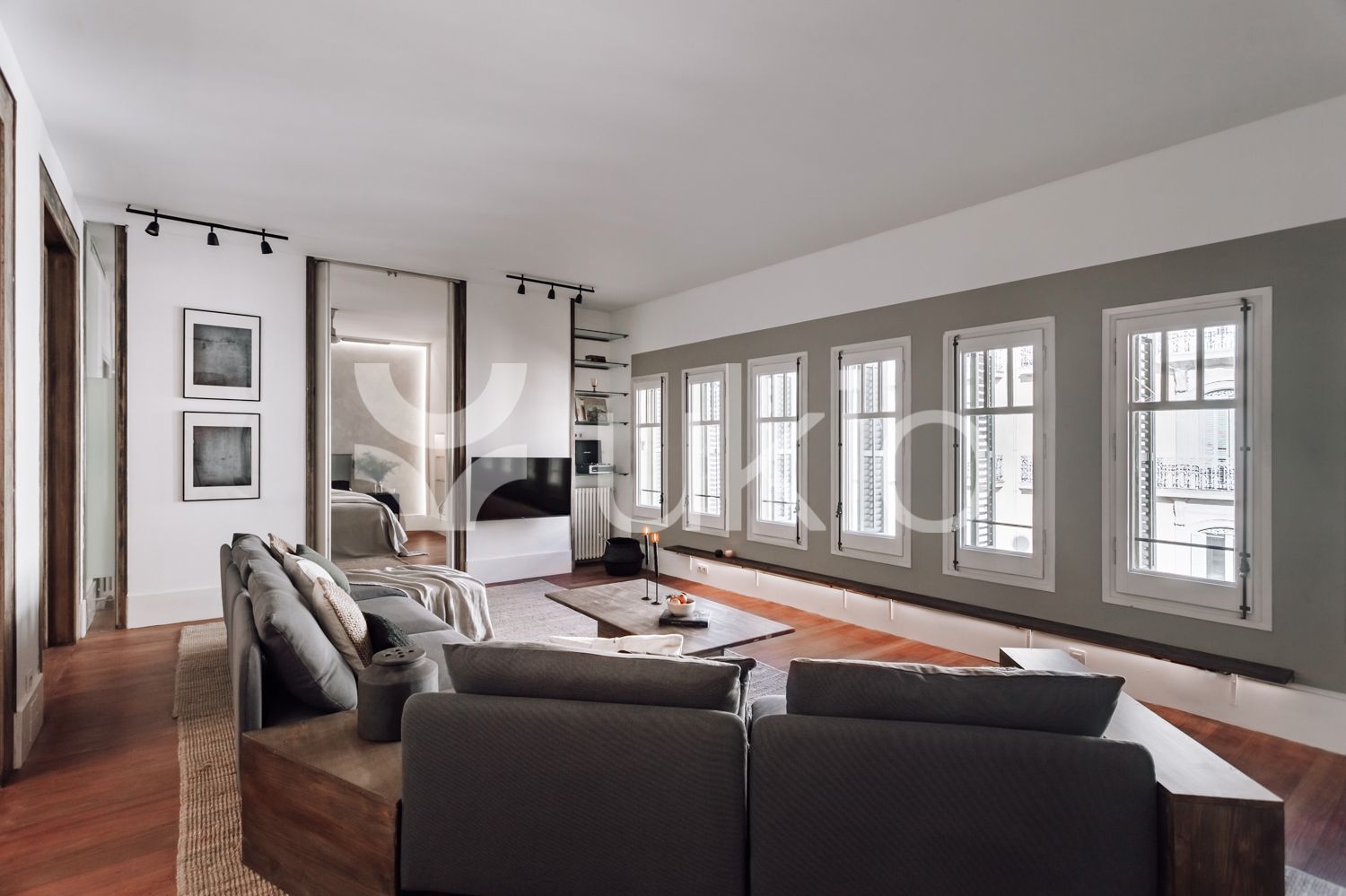 Sala d'estar de Apartament de lloguer en  Barcelona Capital amb Aire condicionat, Calefacció i Moblat