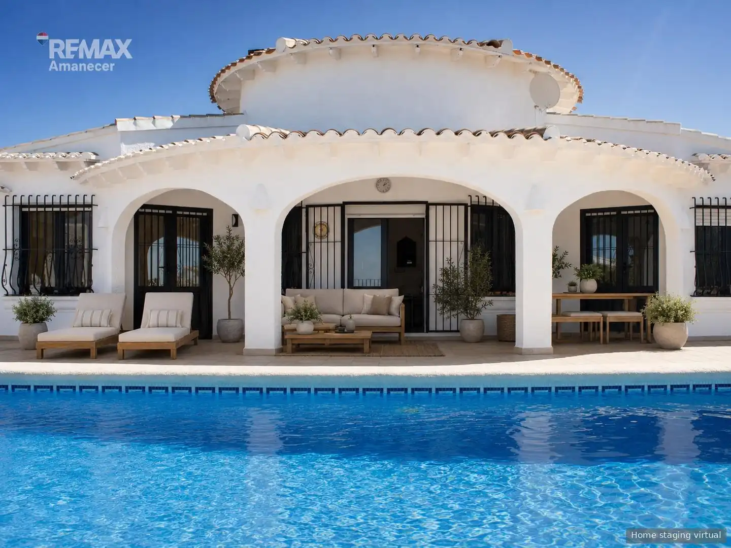 Terrassa de Casa o xalet en venda en El Ràfol d'Almúnia amb Aire condicionat, Jardí privat i Terrassa