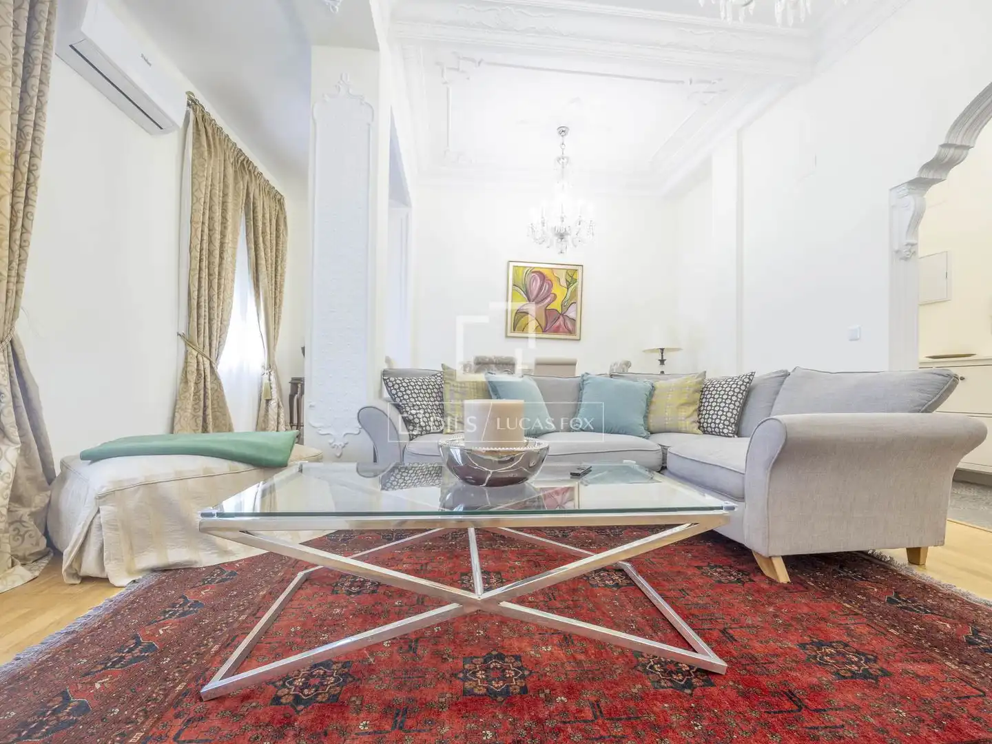 Living room of Flat for rent in Valencia  with Air Conditioner, Parquet flooring and Furnished