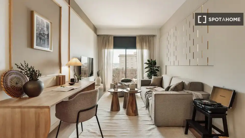 Living room of Flat for rent in Barcelona  with Air Conditioner, Heating and Furnished
