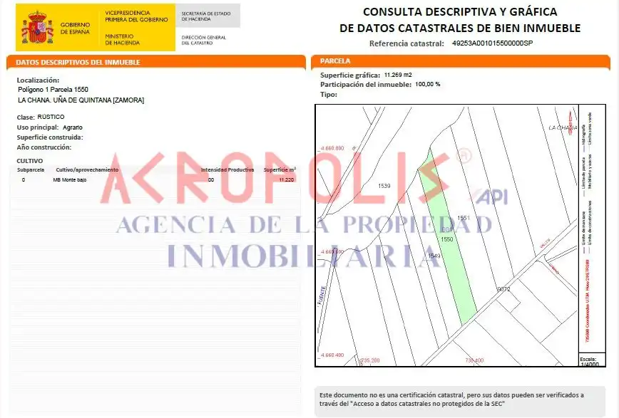 Terreno en venta en Uña de Quintana