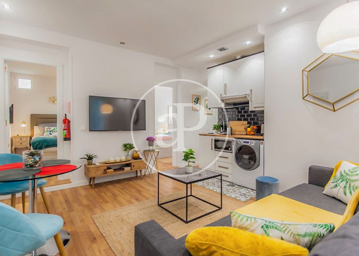 Sala de estar de Piso de alquiler en  Madrid Capital con Aire acondicionado, Calefacción y Amueblado