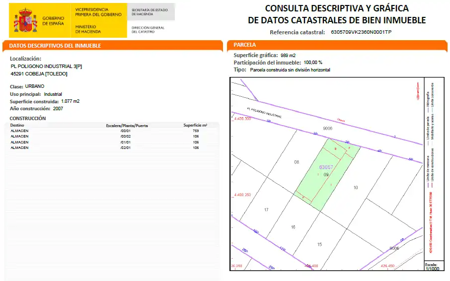 Industrial buildings for sale in Cobeja