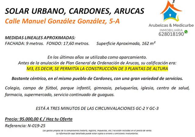 Terreno residencial en Venta en Calle Manuel Gonzalez Gonzalez, 5A en Cardones