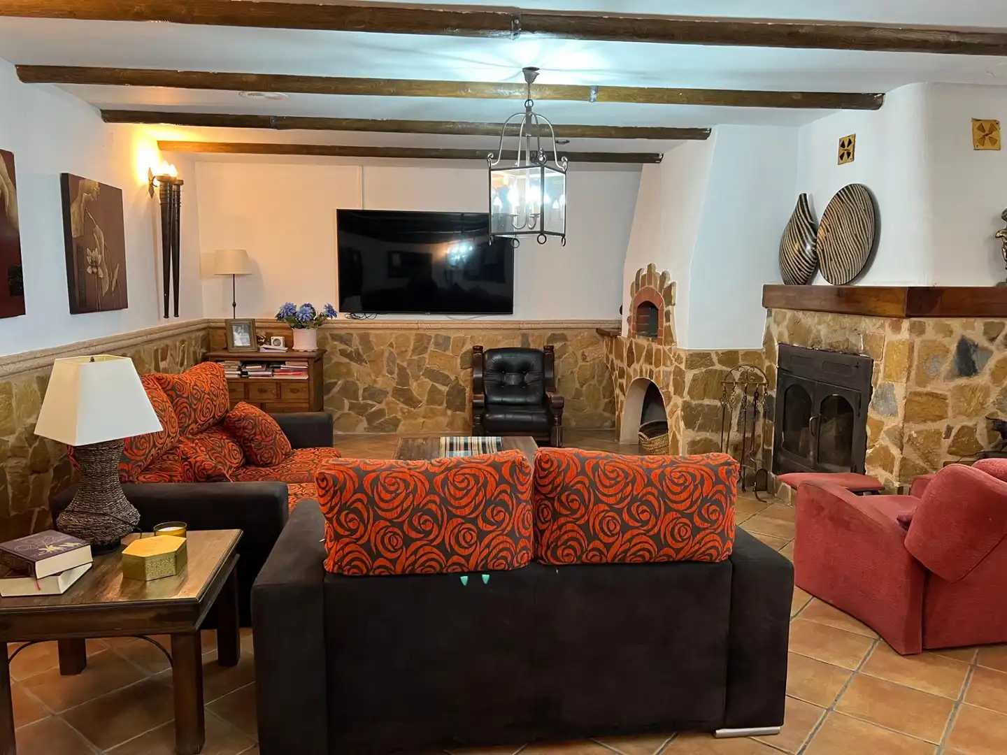 Sala d'estar de Finca rústica en venda en Sax amb Aire condicionat, Jardí privat i Terrassa