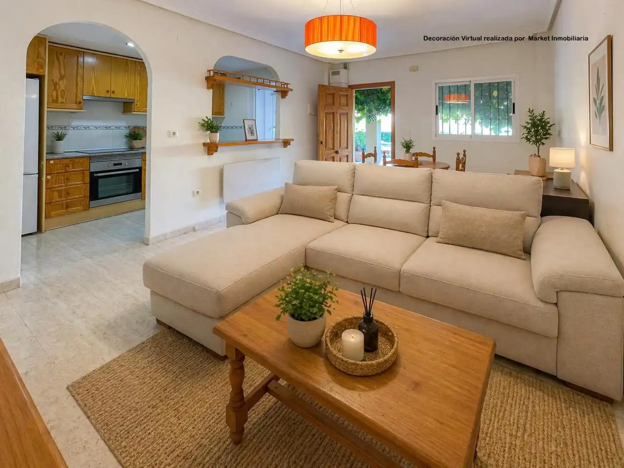 Sala de estar de Casa adosada en venta en Santa Pola con Jardín privado, Terraza y Piscina