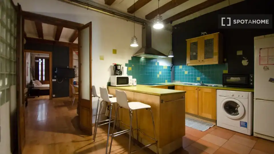 Cocina de Piso de alquiler en Barcelona con Aire acondicionado, Calefacción y Amueblado